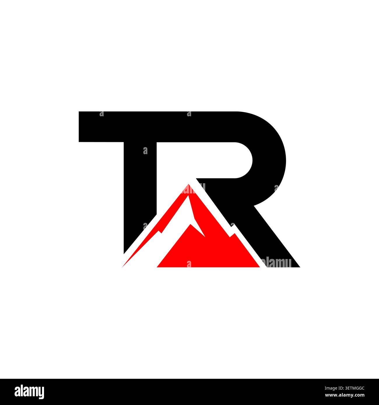 TR monogram logo with mountain peak symbol Stock Vector