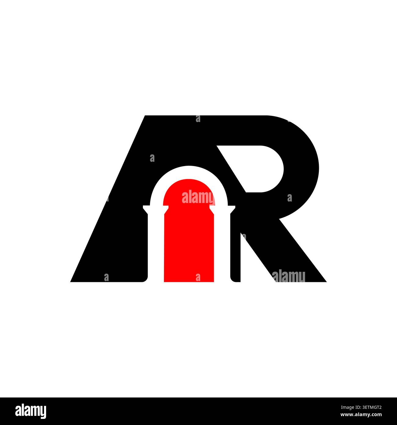 AR monogram logo with arch doorway symbol Stock Vector