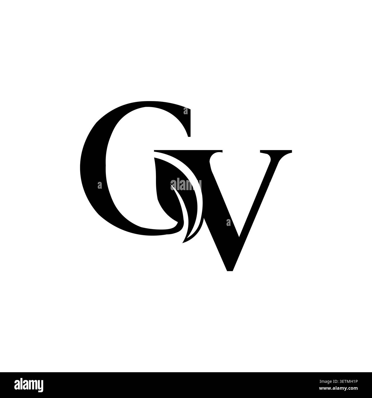 GV Monogram Logo with Leaf Negative Space Elegant Lettermark Design Stock Vector