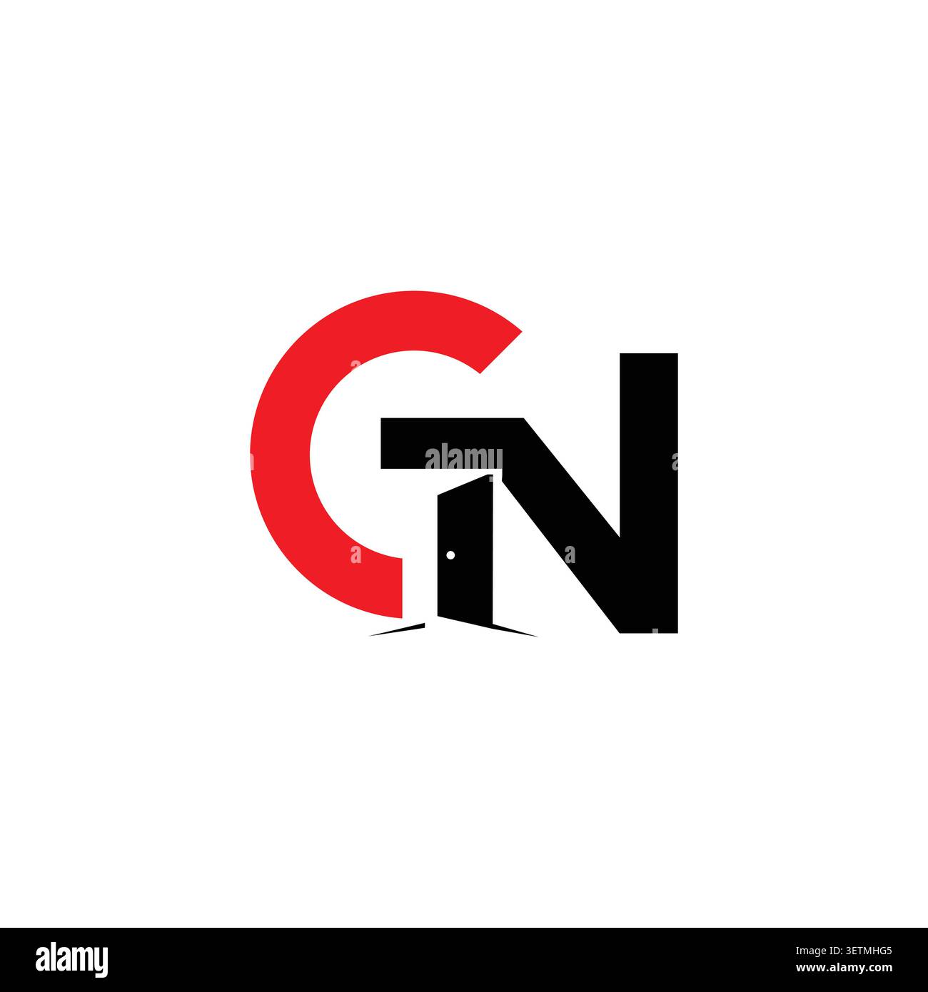 GN monogram logo with open door symbol Stock Vector