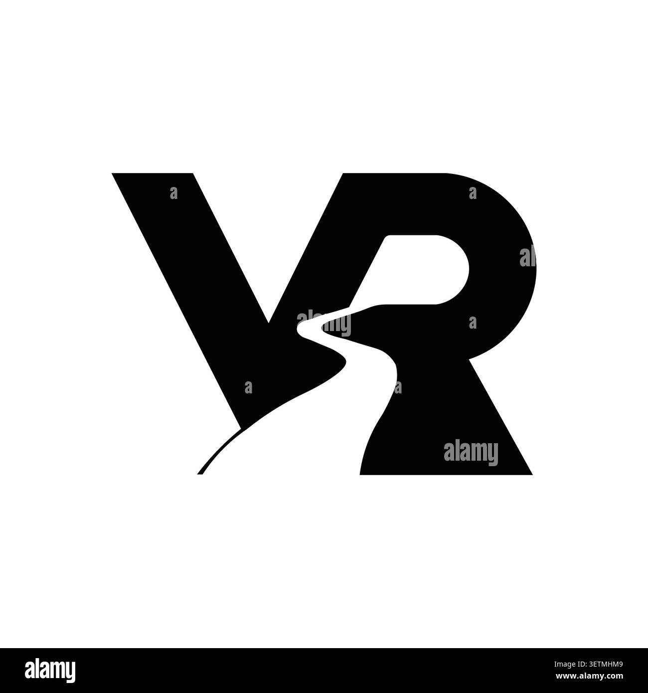 VR monogram logo with winding road path symbol Stock Vector