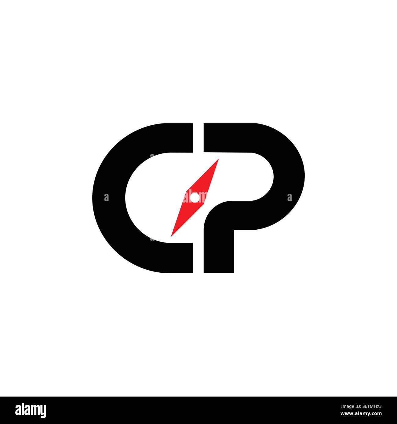 CP monogram logo with compass navigation symbol Stock Vector