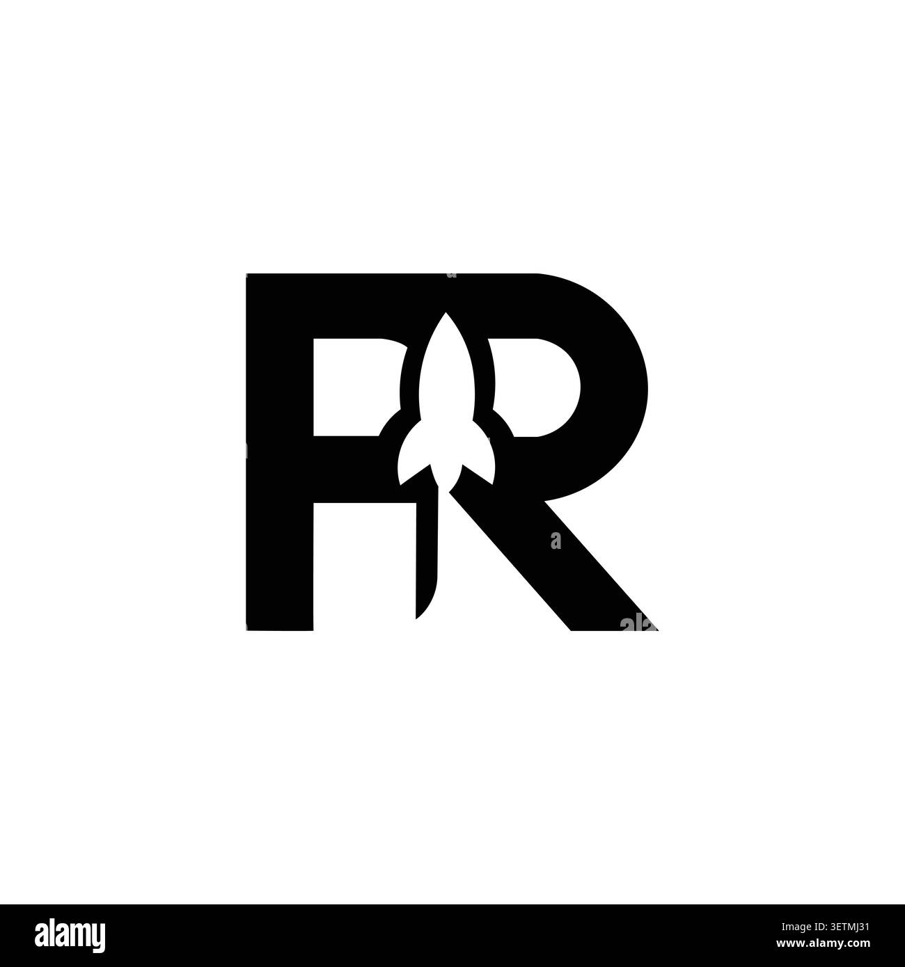 FR monogram logo with rocket launch symbolz Stock Vector