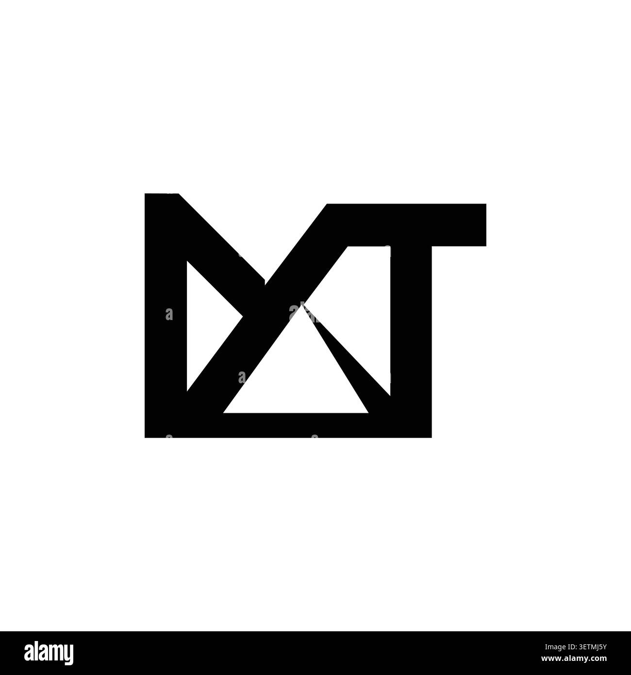 MT monogram logo with geometric triangle symbol Stock Vector