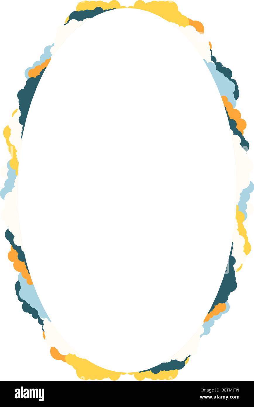 Simple colorful clouds frame. Fluffy curve edge header section. Frame with empty space for your text Stock Vector