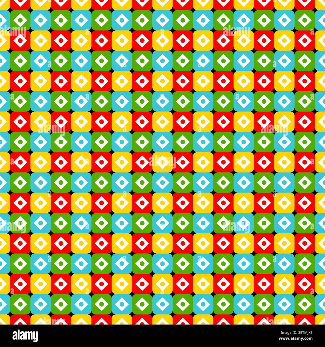 Ludo cubes style geometrical allover seamless repeat pattern Stock Vector