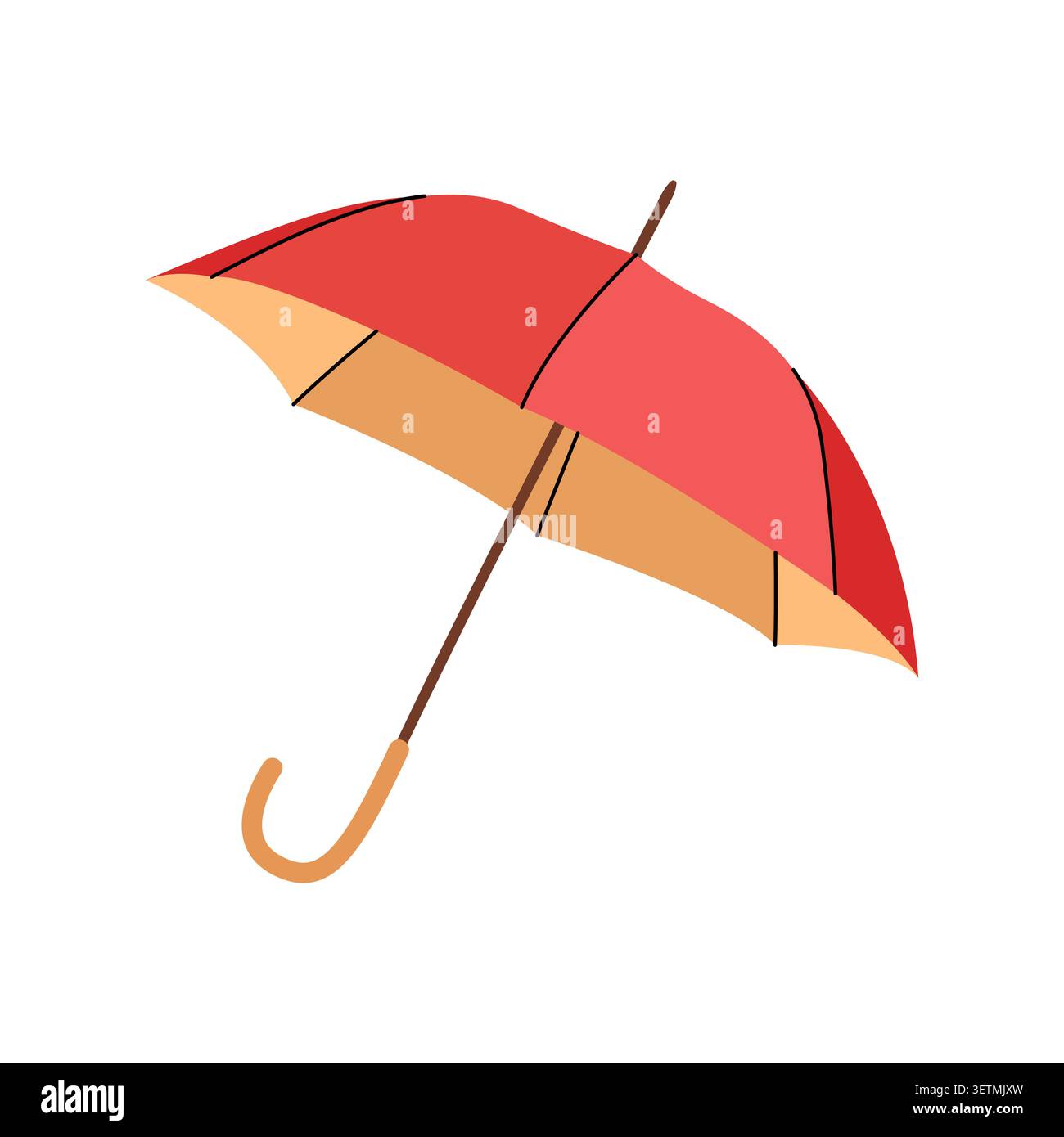 Open red umbrella vector illustration for rainy day protection flat Stock Vector