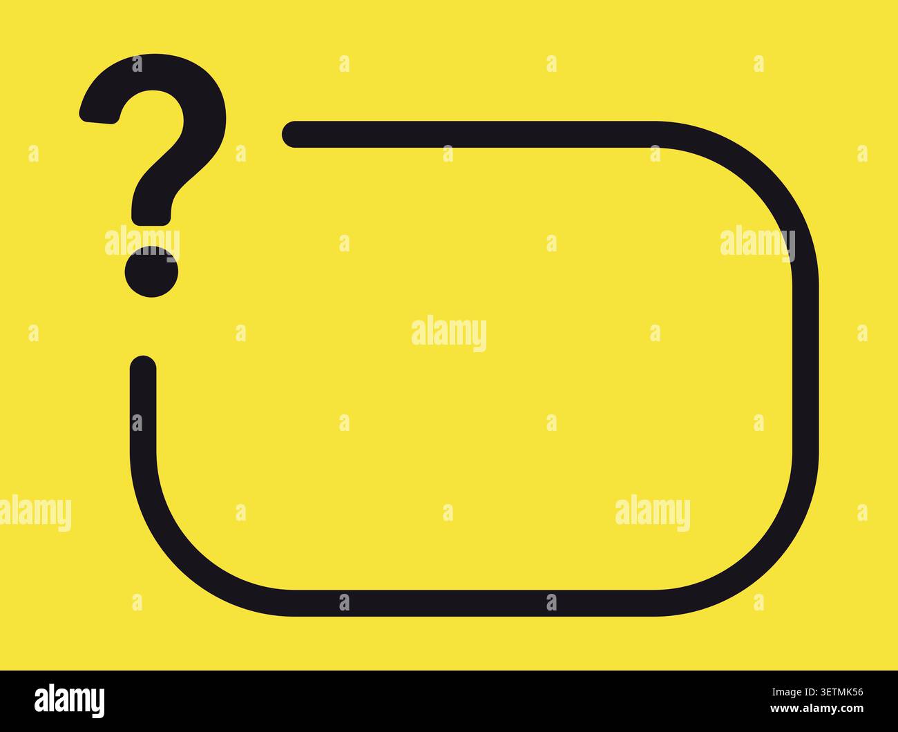 Question mark speech bubble outline minimal black on yellow Stock Vector