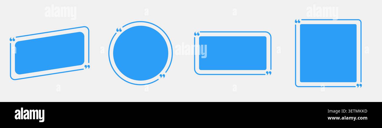 Blue rounded frame badge set flat minimal outline shapes Stock Vector