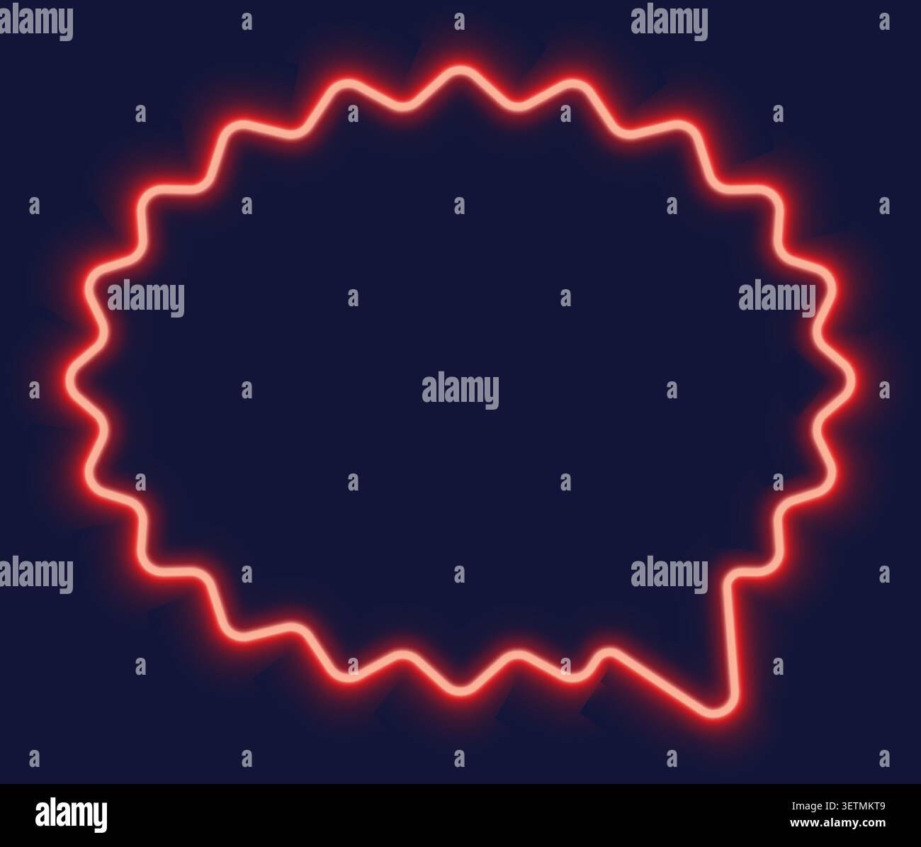 Neon speech bubble wavy red glow on dark blue background Stock Vector