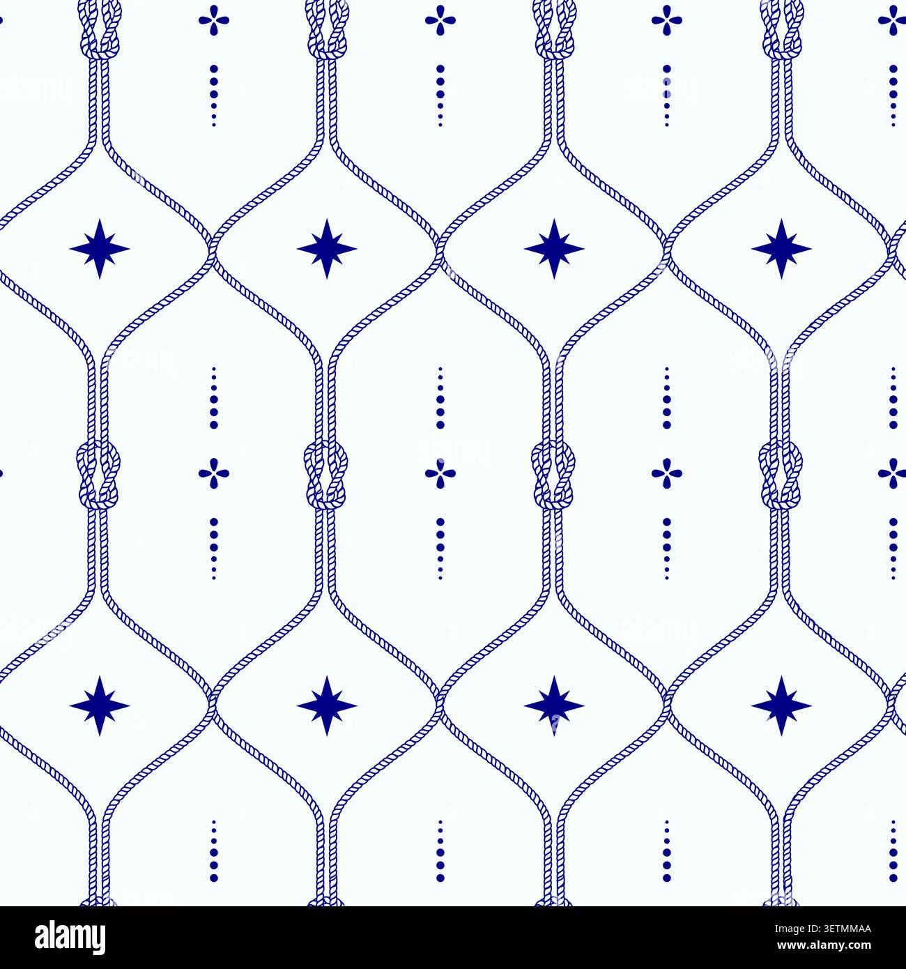 Sophisticated nautical seamless pattern featuring rope latticework Stock Vector
