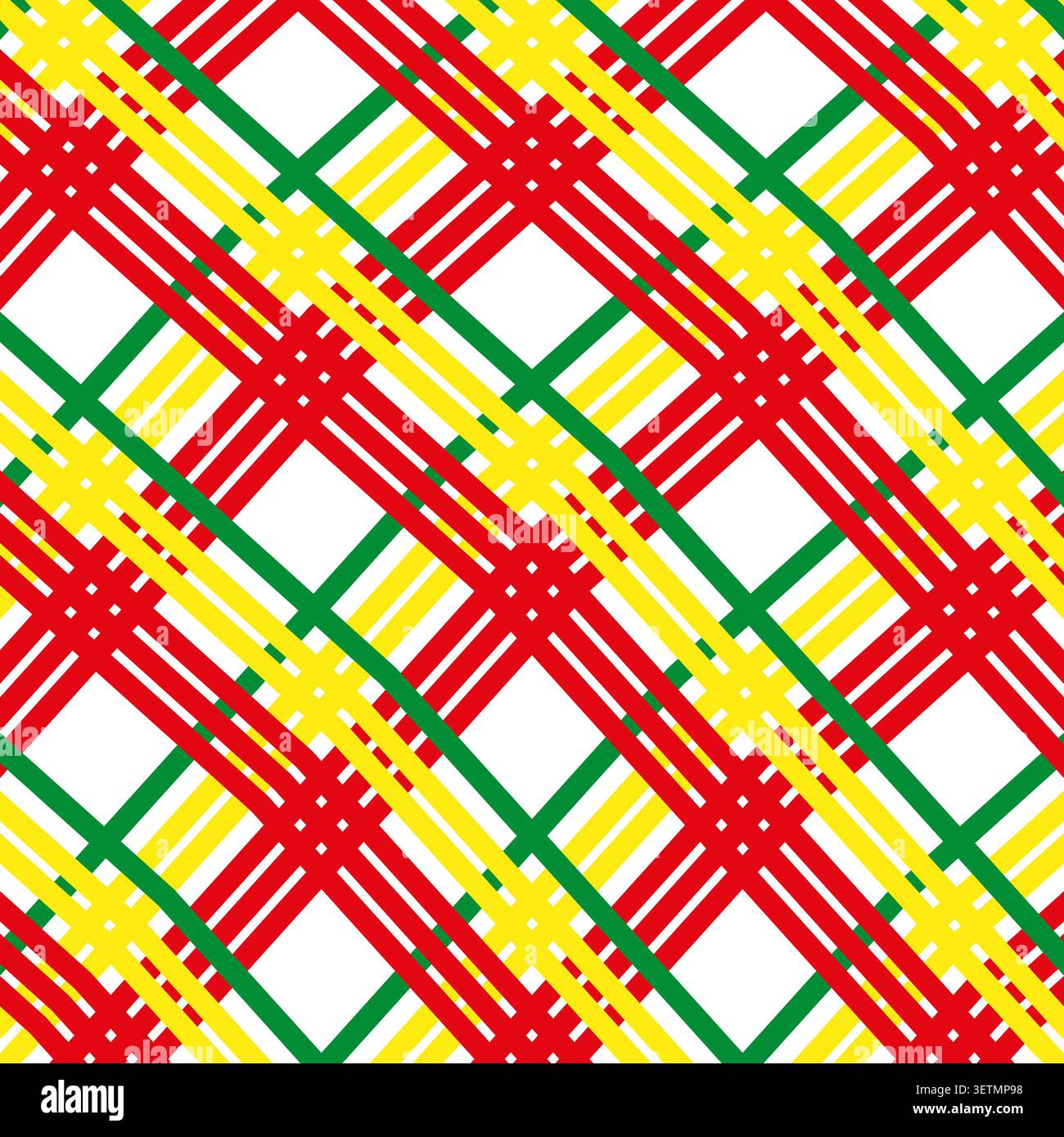 Diagonal plaid forms pack features colorful vector checkered grid lines. Seamless pattern highlights fabric design. eps 10 Stock Vector
