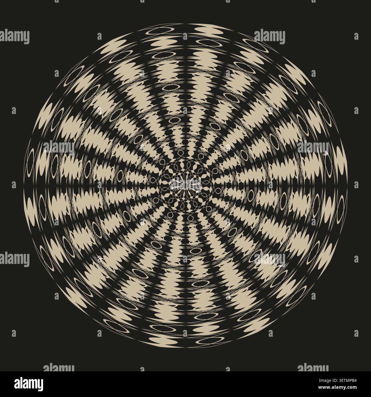 Geometric circular forms pack features beige vector optical illusion shapes. Minimal collection visualizes abstract pattern. eps 10 Stock Vector