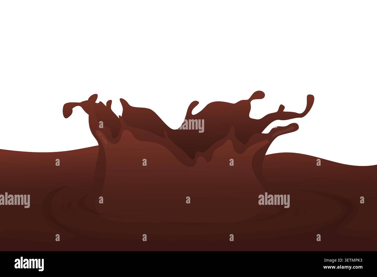 Liquid chocolate splash crown isolated on dark brown wave background Stock Vector