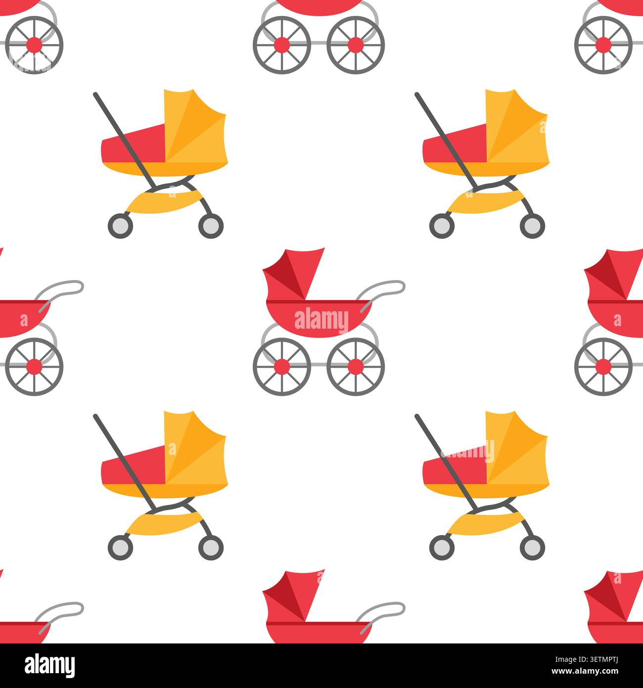 Baby stroller cradle seamless pattern Stock Vector