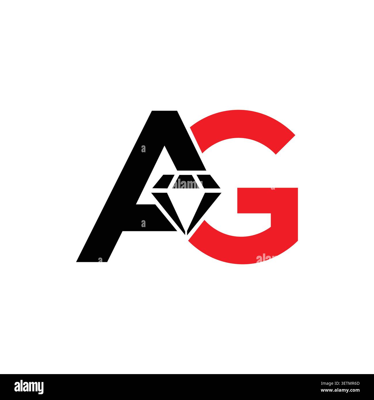 AG monogram logo with diamond gemstone symbol Stock Vector