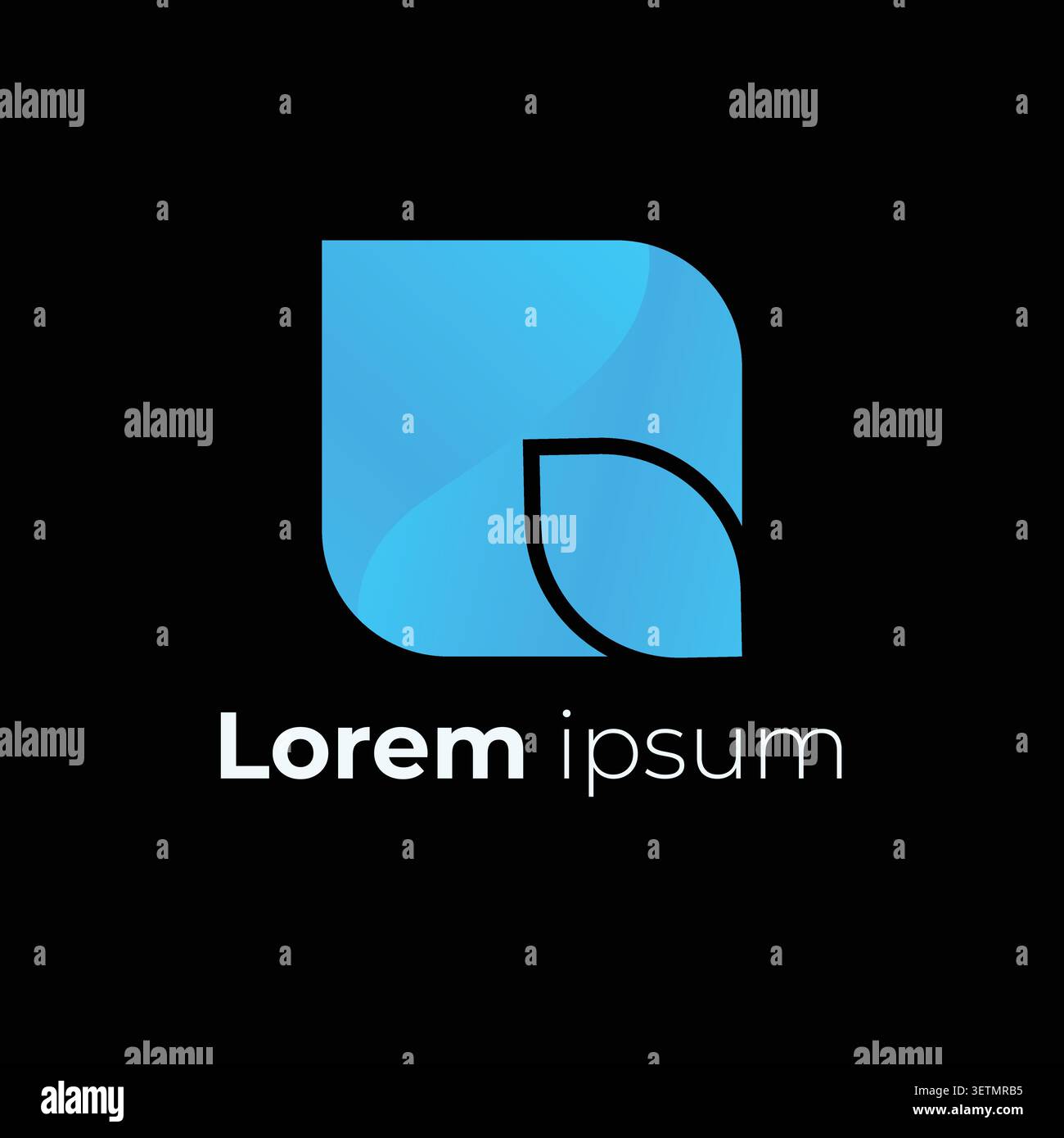 Modern abstract leaf logo featuring a clean geometric structure with a smooth blue gradient and integrated leaf element. The balanced composition symb Stock Vector