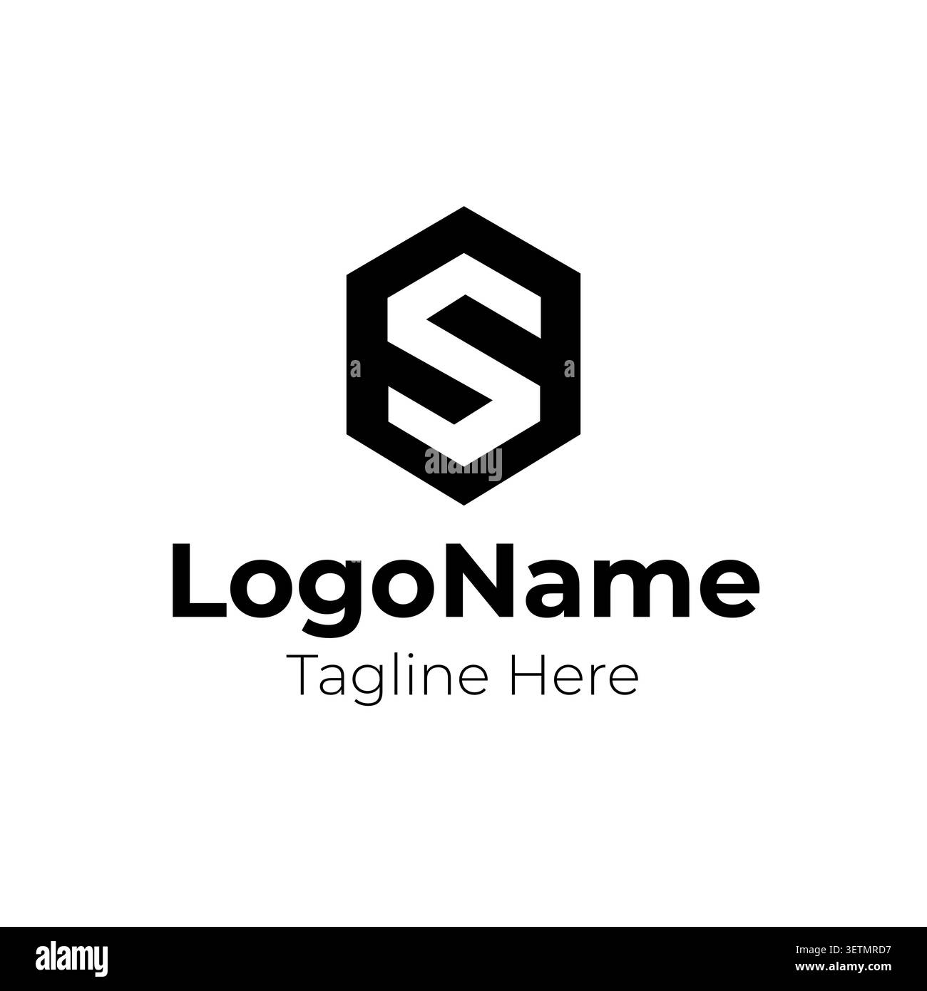 Abstract S Letter Shield Logo Modern Geometric Hexagon Emblem Stock Vector