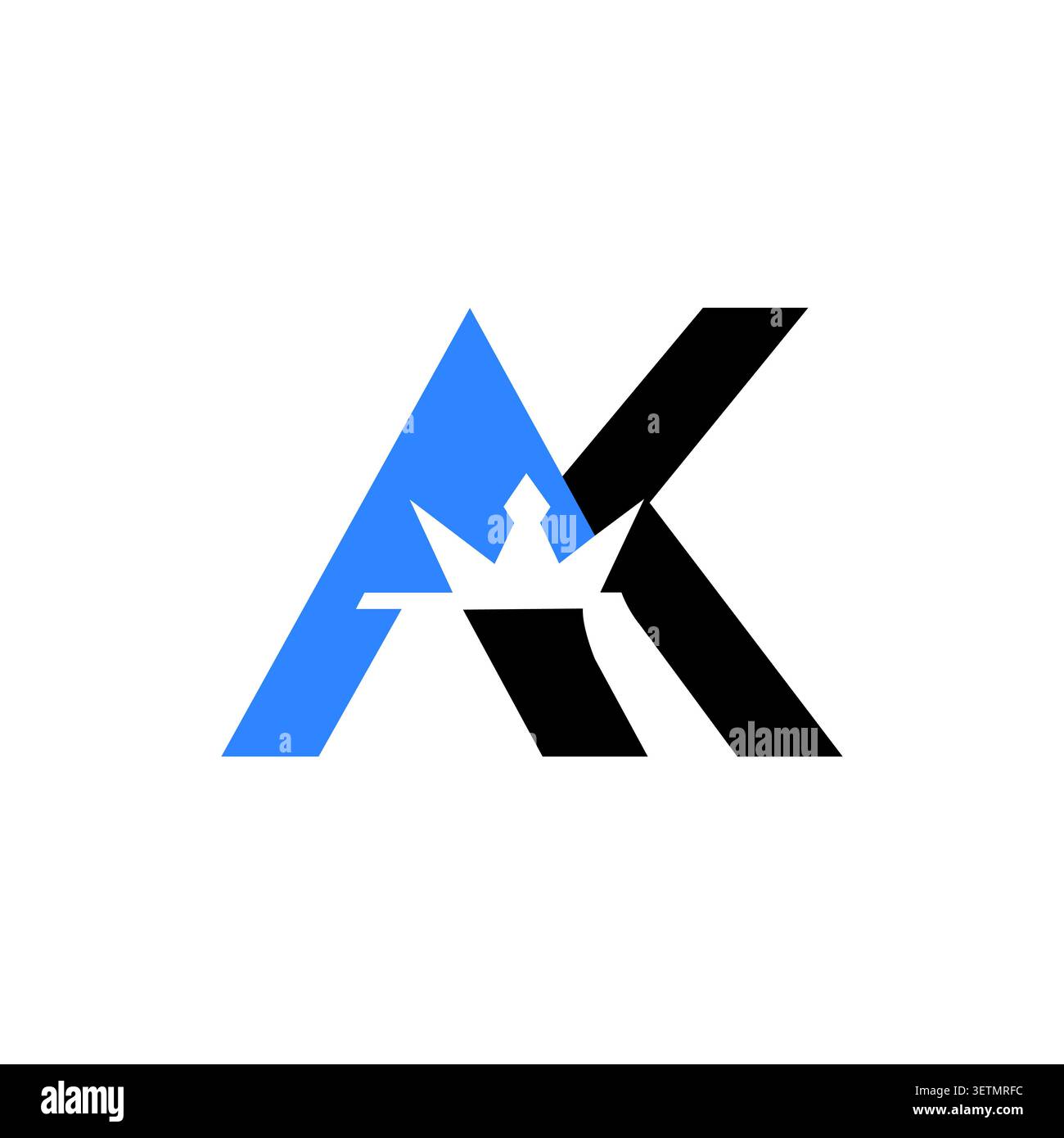 AK monogram logo with chess king symbol Stock Vector