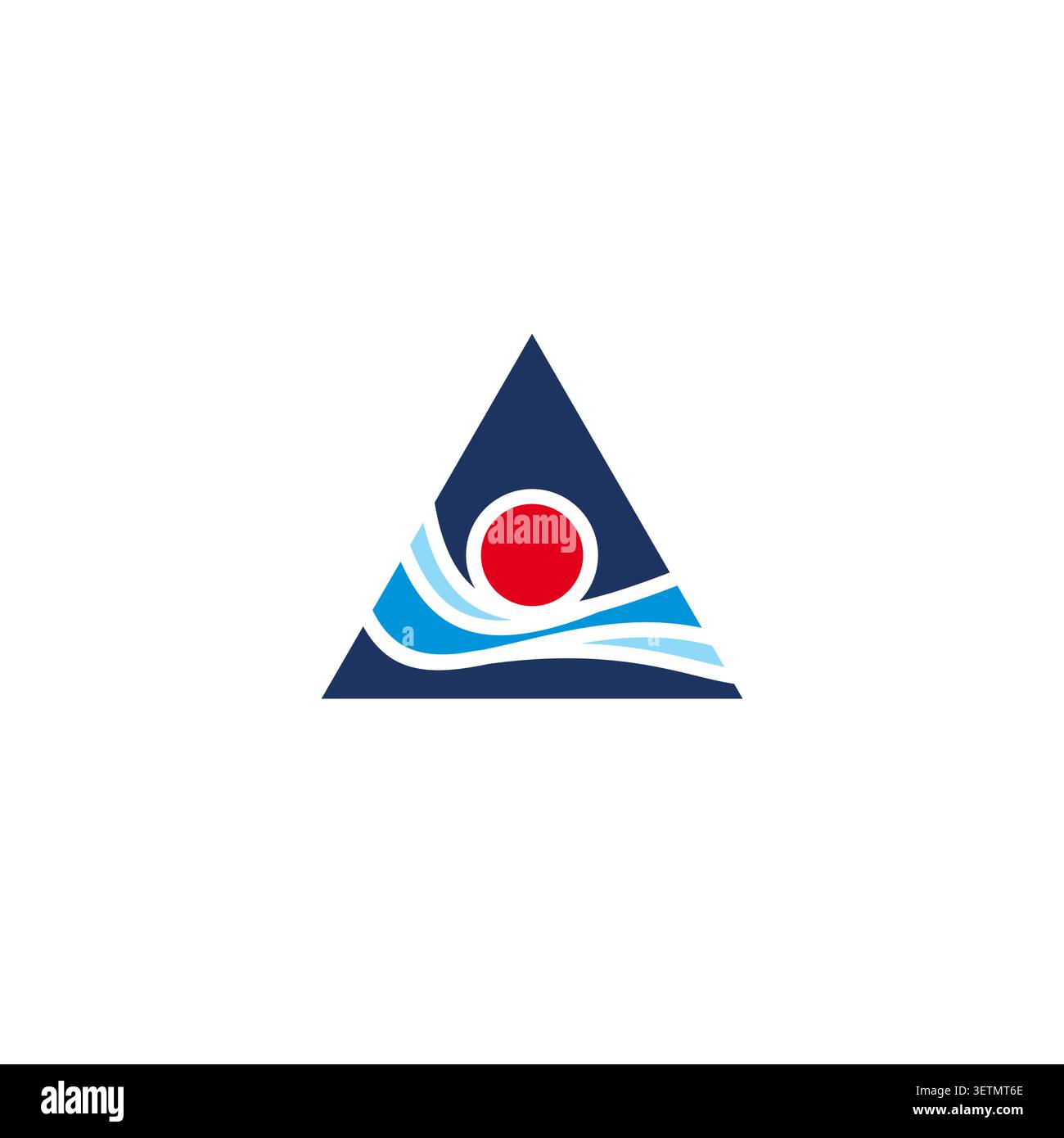 Wave Sun Logo Vector Illustration. Triangle Wave Sun Logo Stock Vector