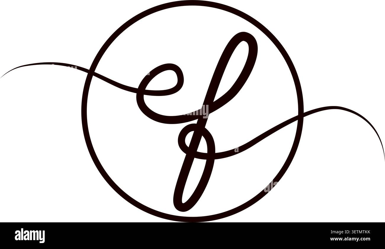 Abstract circular monogram letters e and f Stock Vector