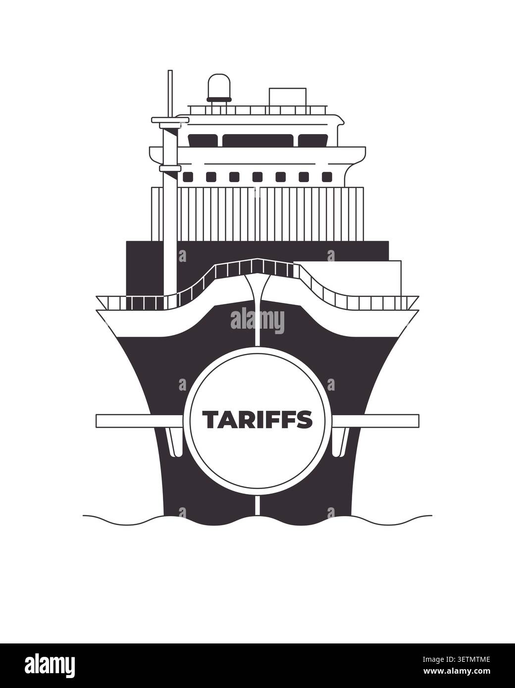 Tariffs on maritime trade line illustration concept Stock Vector