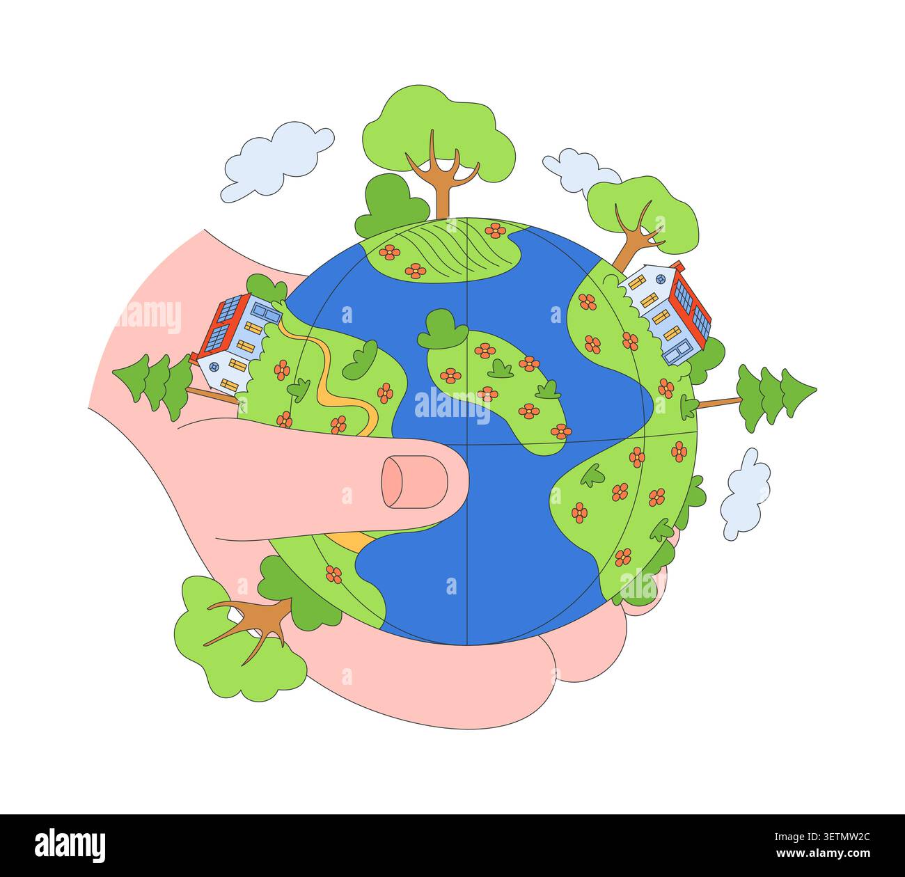 Natural resource conservation 2D illustration concept Stock Vector