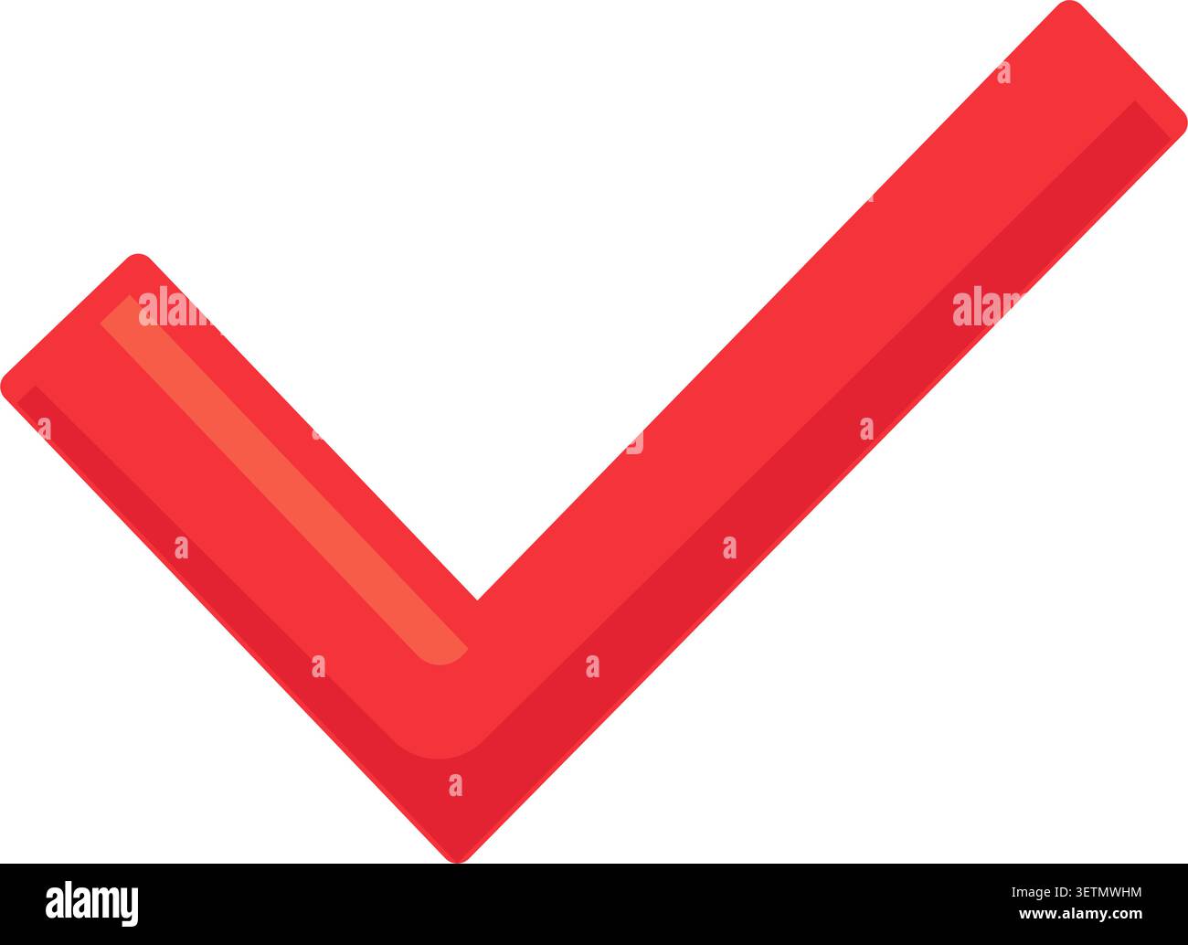 Red checkmark flat illustration representing verification completion approval and successful confirmation Stock Vector