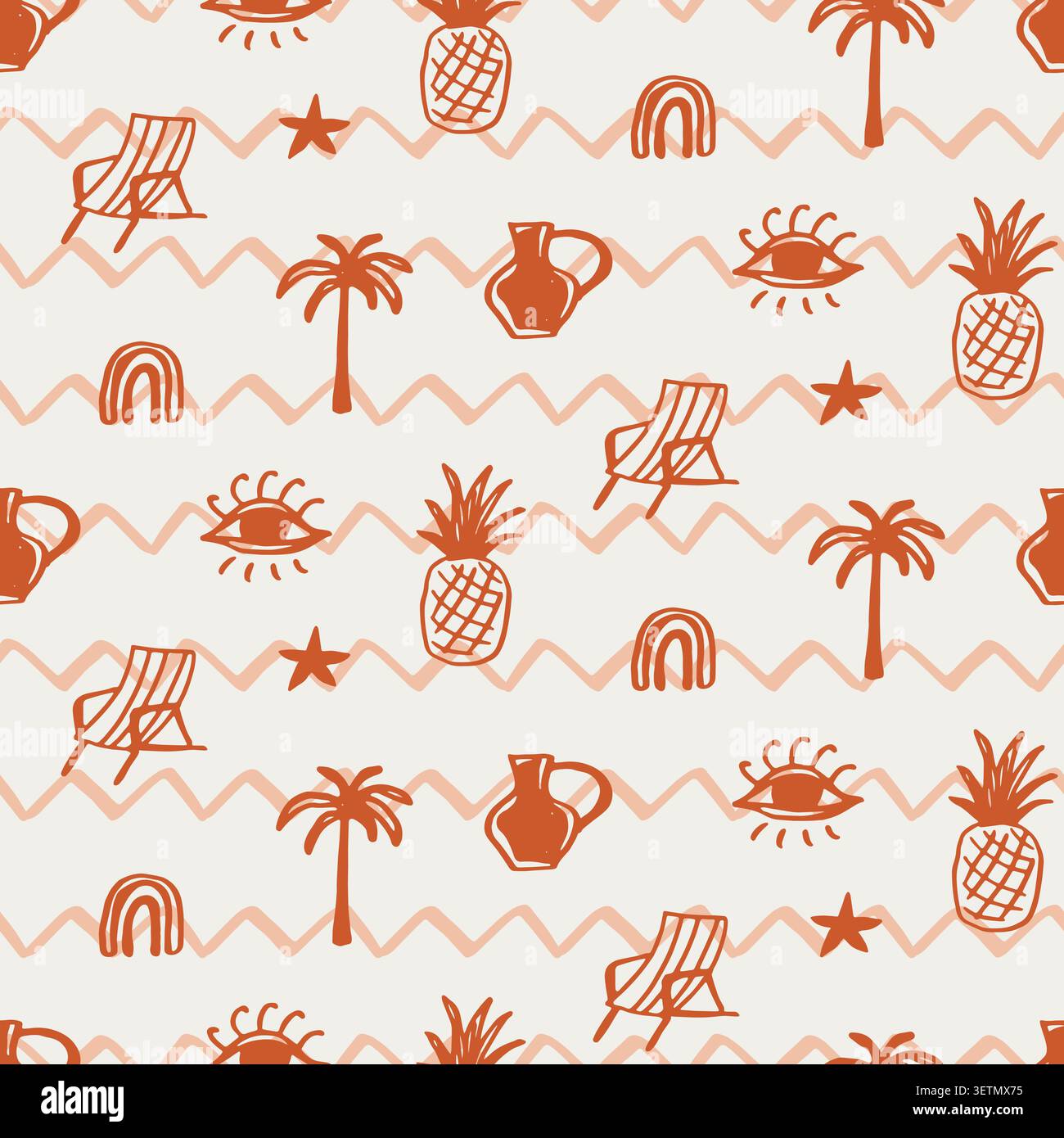 Tropical boho vector seamless pattern with palms. Stock Vector