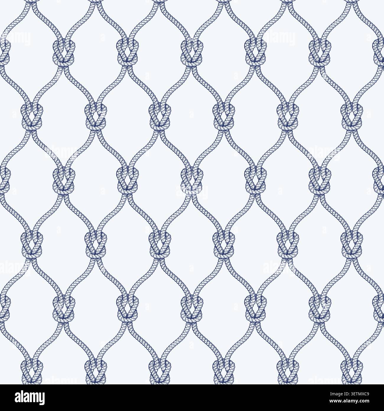 Elegant maritime pattern featuring interwoven sailor knots Stock Vector