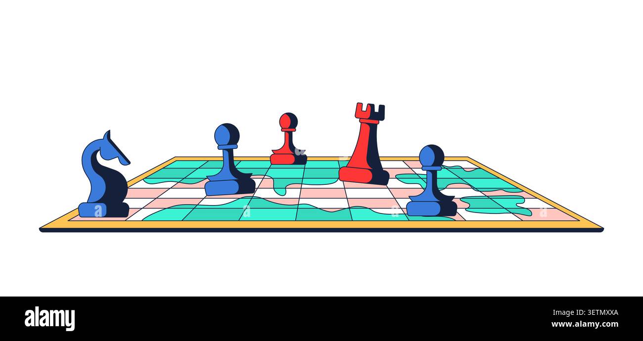 Chess strategy and tactics board 2D cartoon object Stock Vector