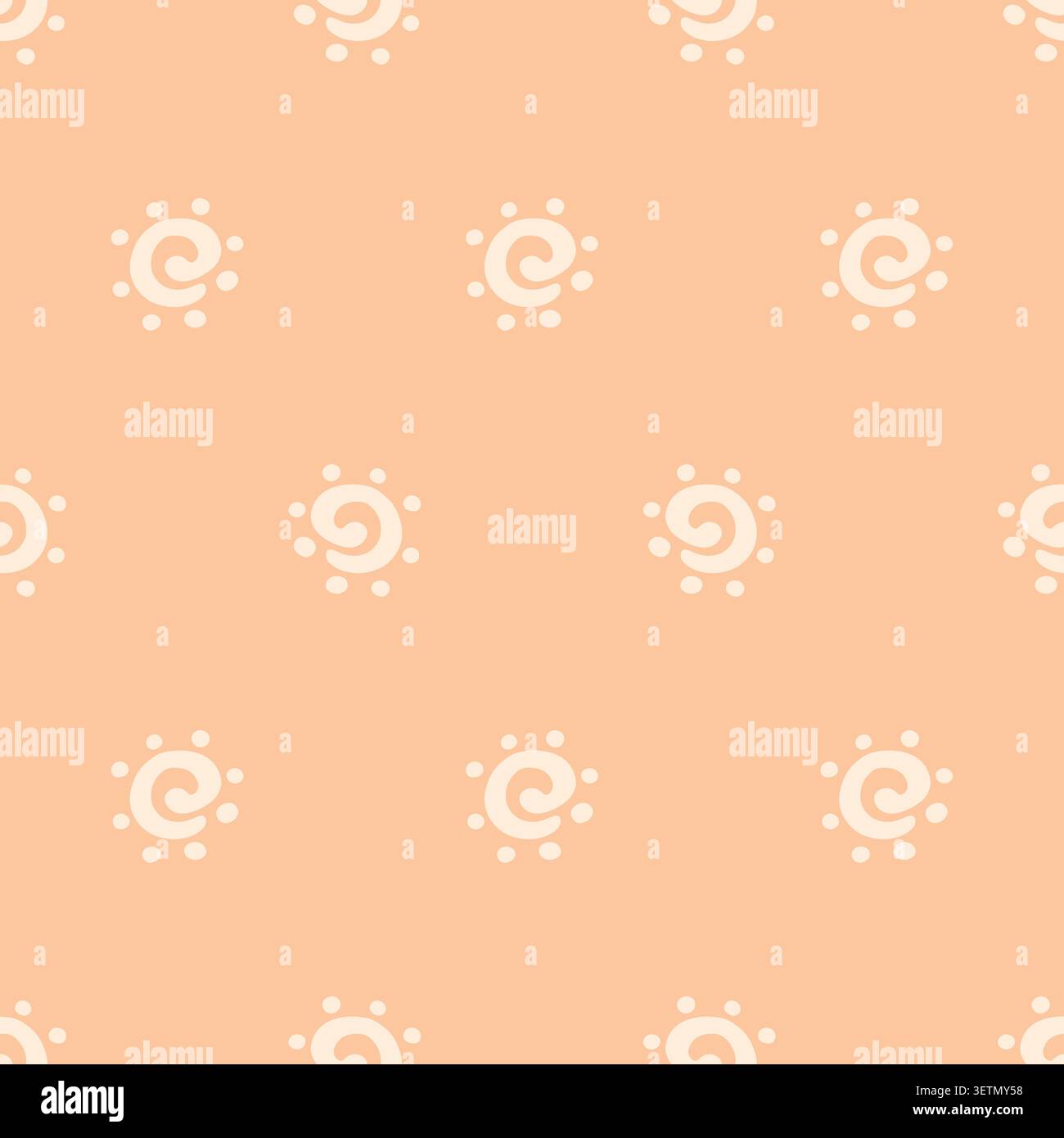 Boho spiral sun motifs vector seamless pattern Stock Vector