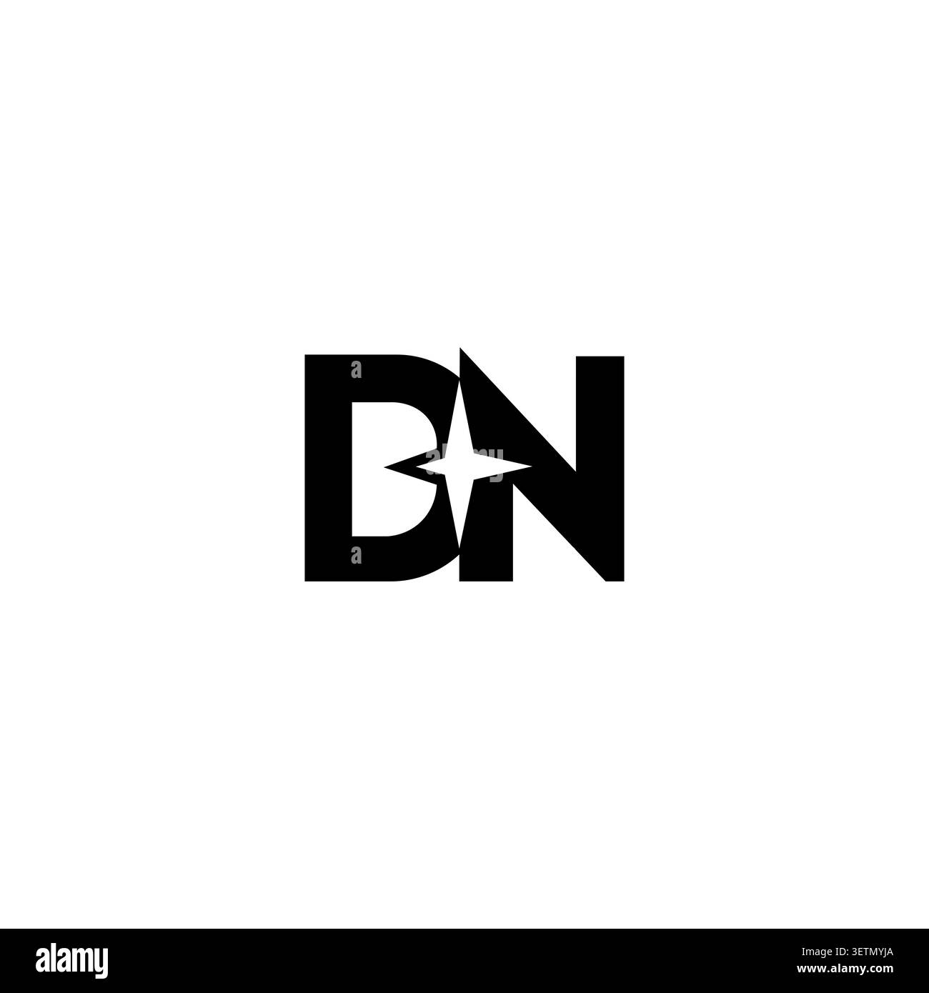 BN monogram logo with sparkle star symbol Stock Vector