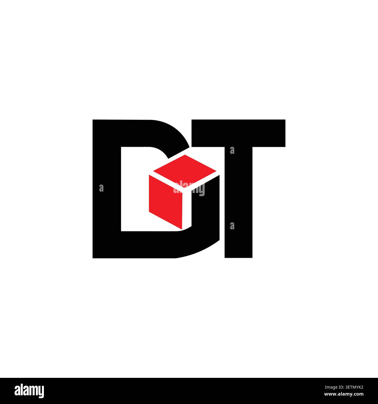 DT monogram logo with cube box symbol Stock Vector