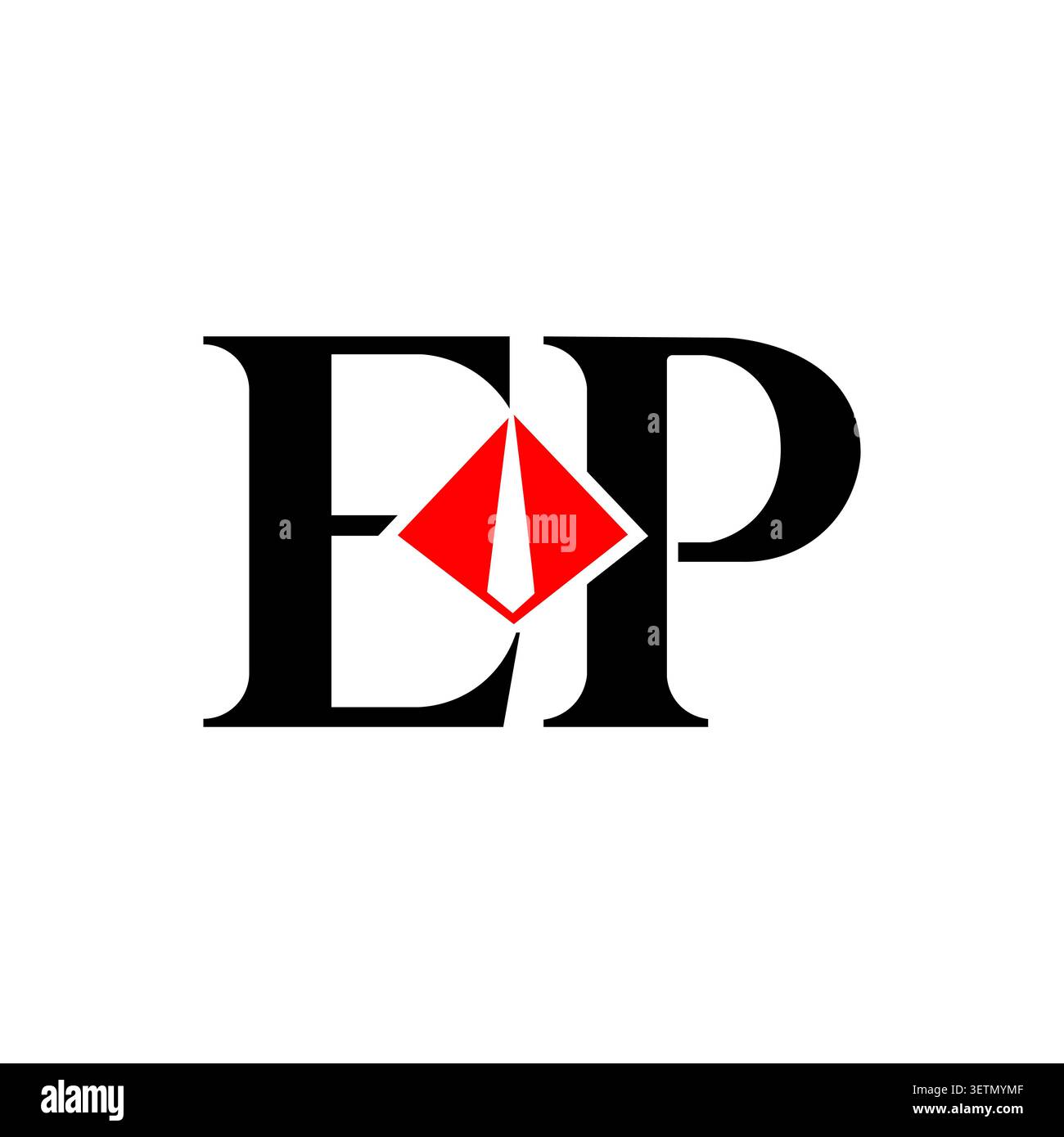 EP monogram logo with diamond gemstone symbol Stock Vector