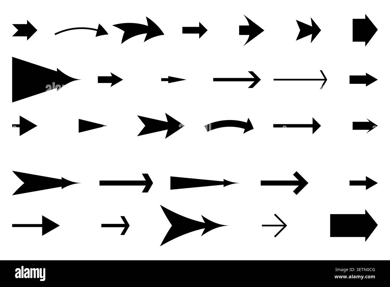 Direction arrow cursor set features black vector icons. It represents web navigation and interface pointer collections. eps 10 Stock Vector