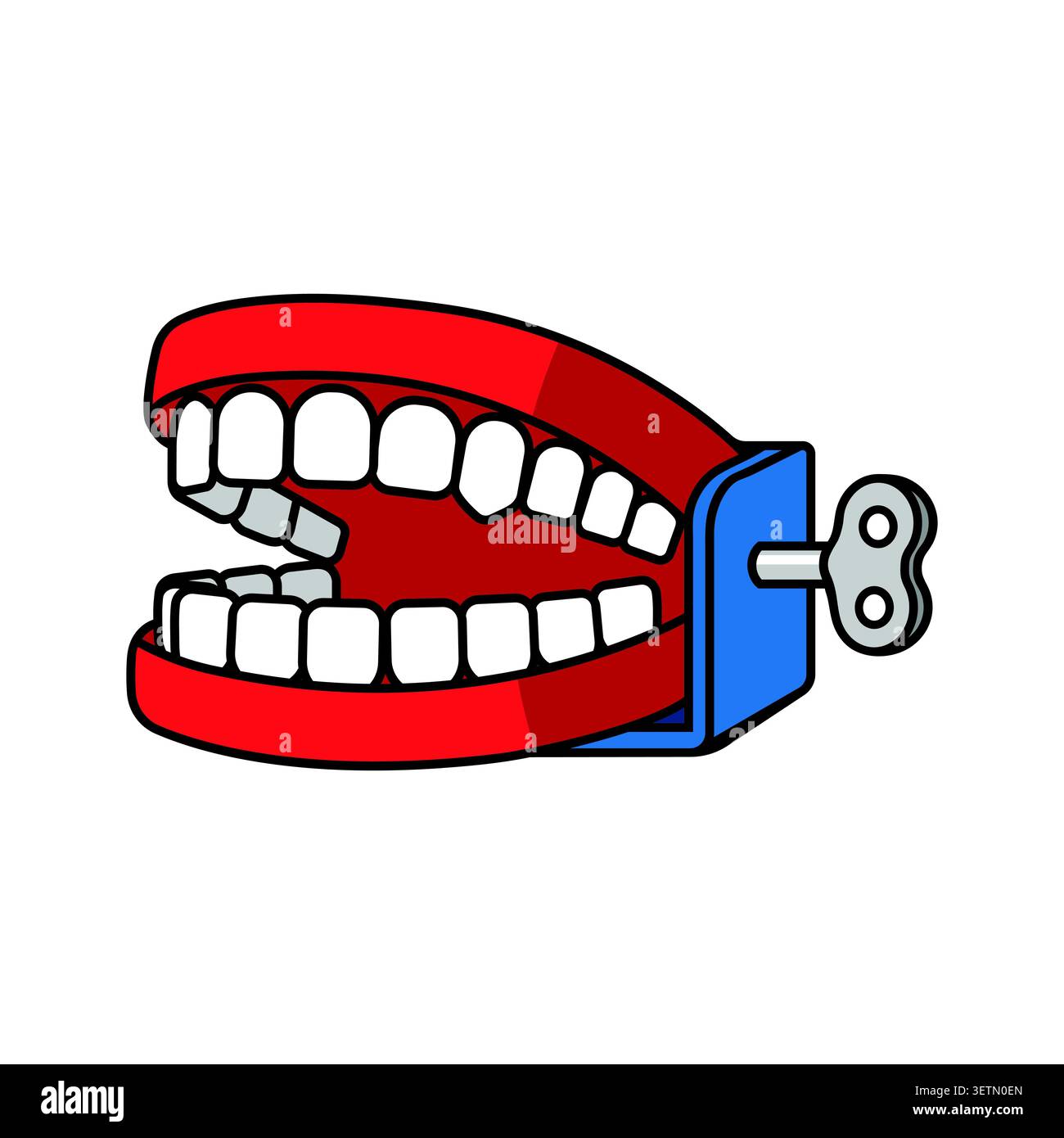 Windup chattering teeth toy vector illustration Stock Vector