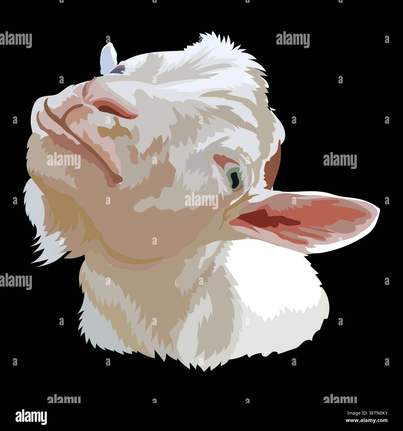 Illustration of funny white goat head with a beard vector Stock Vector
