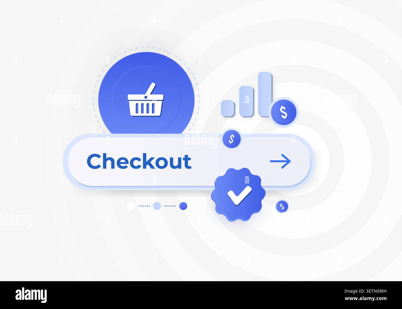 Checkout optimization with conversion rate growth, purchase completion tracking and ecommerce payment flow. Customer conversion, checkout experience and online sales performance vector illustration. Stock Vector