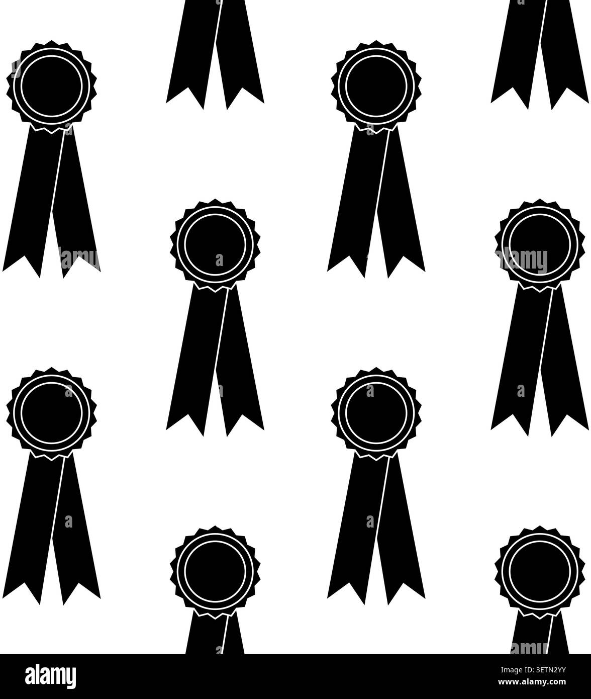 Vector seamless pattern of flat outline rosette award Stock Vector