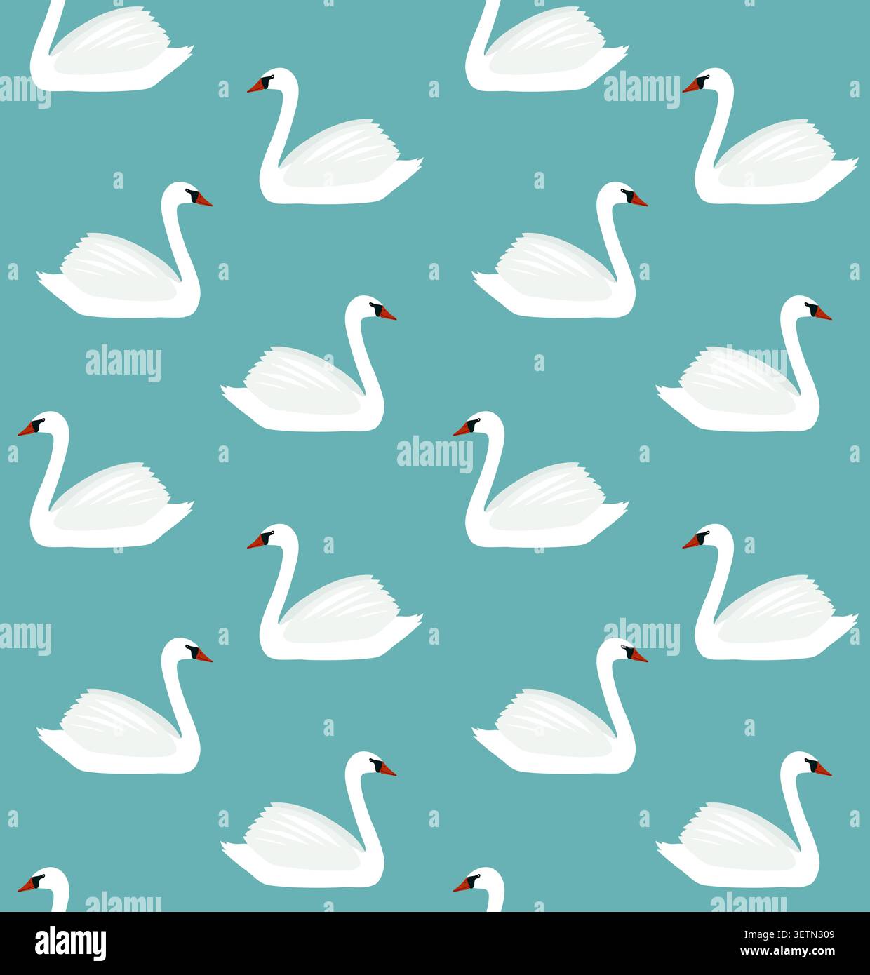 Vector seamless pattern of flat swan Stock Vector