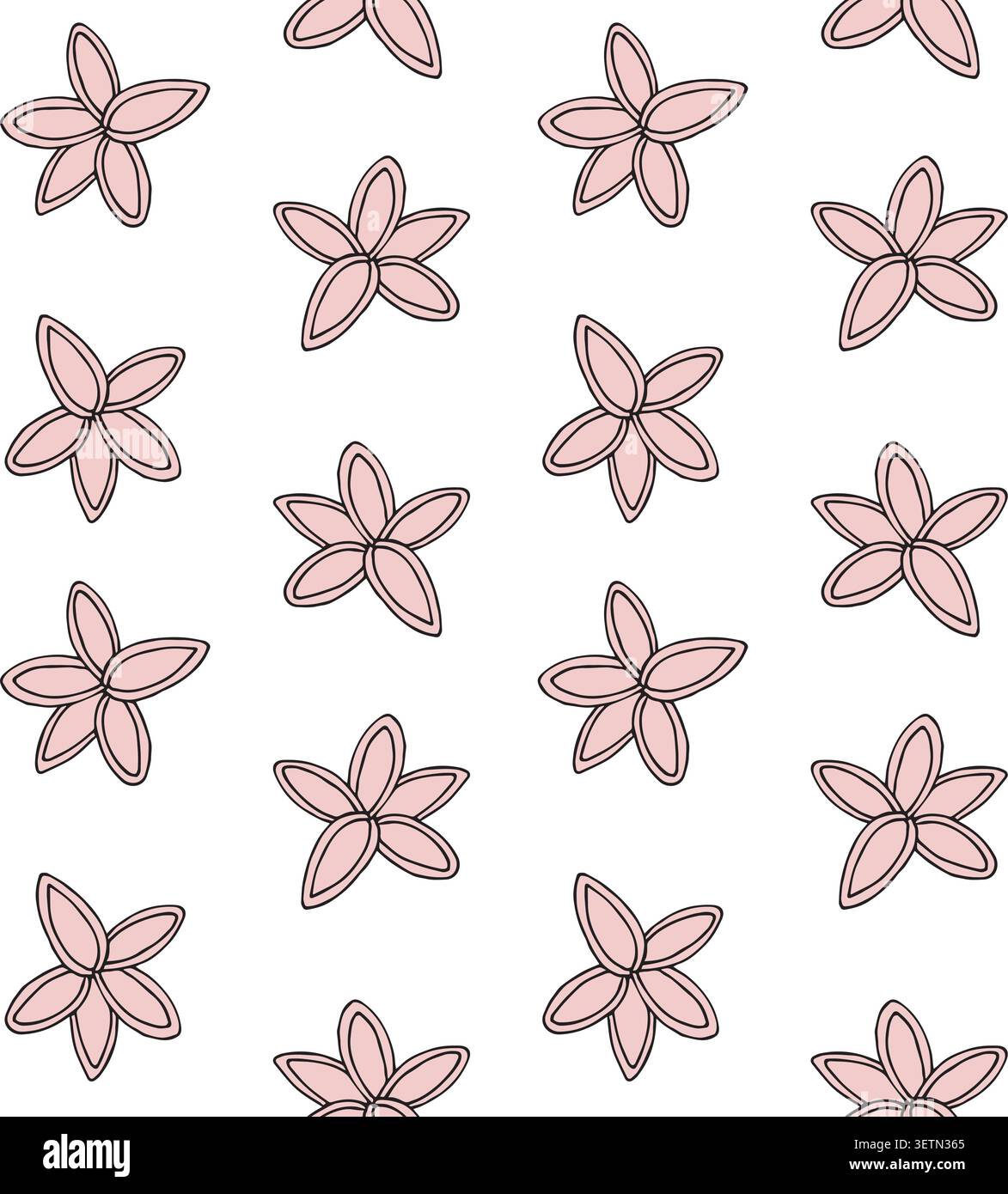Vector seamless pattern of hand drawn flower Stock Vector