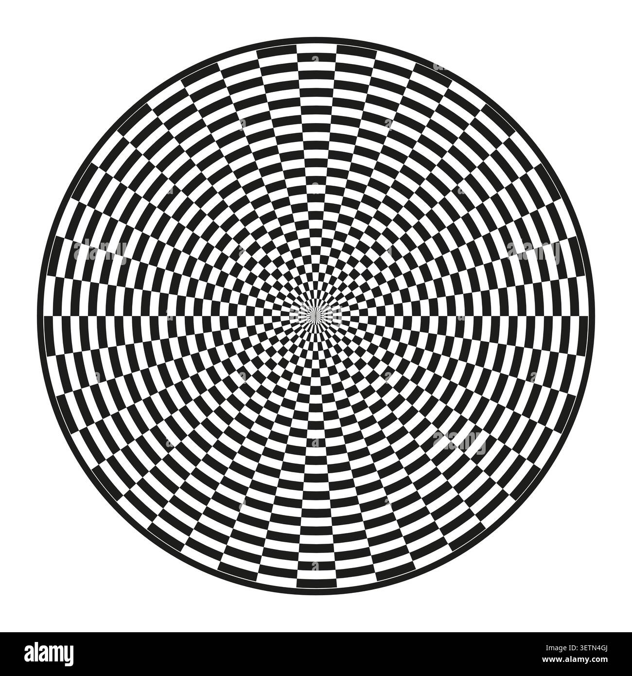 Geometric circular forms pack features black vector checkerboard illusion shapes. Minimal collection visualizes pattern. eps 10 Stock Vector