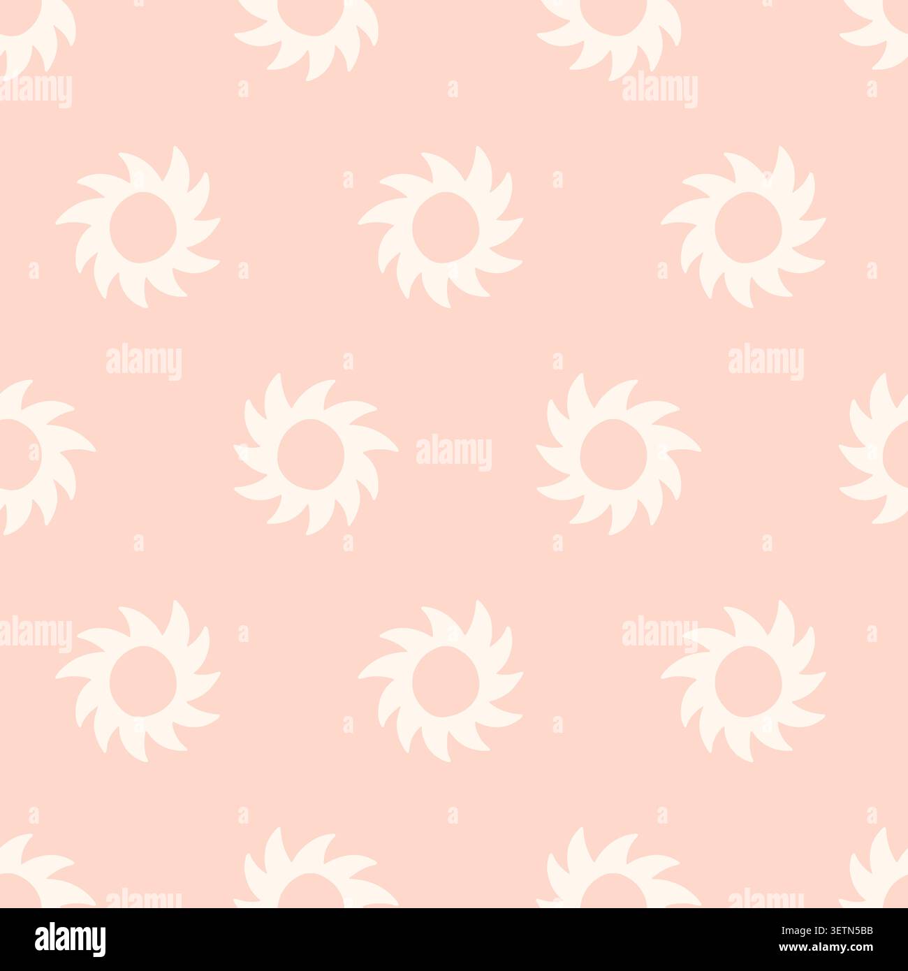 Pink boho minimal sun vector seamless pattern Stock Vector