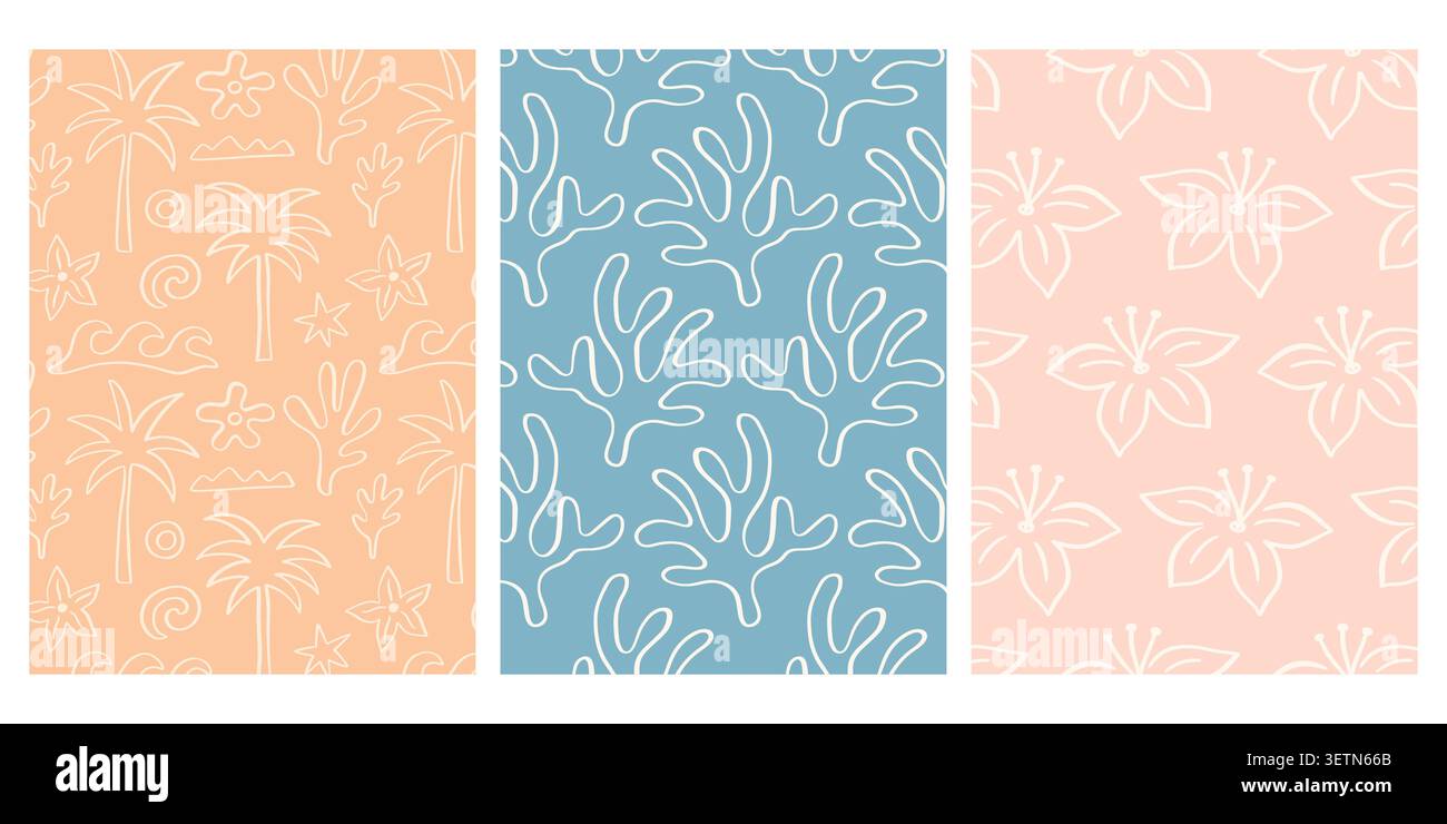 Tropical vector pattern tag set with summer motifs Stock Vector