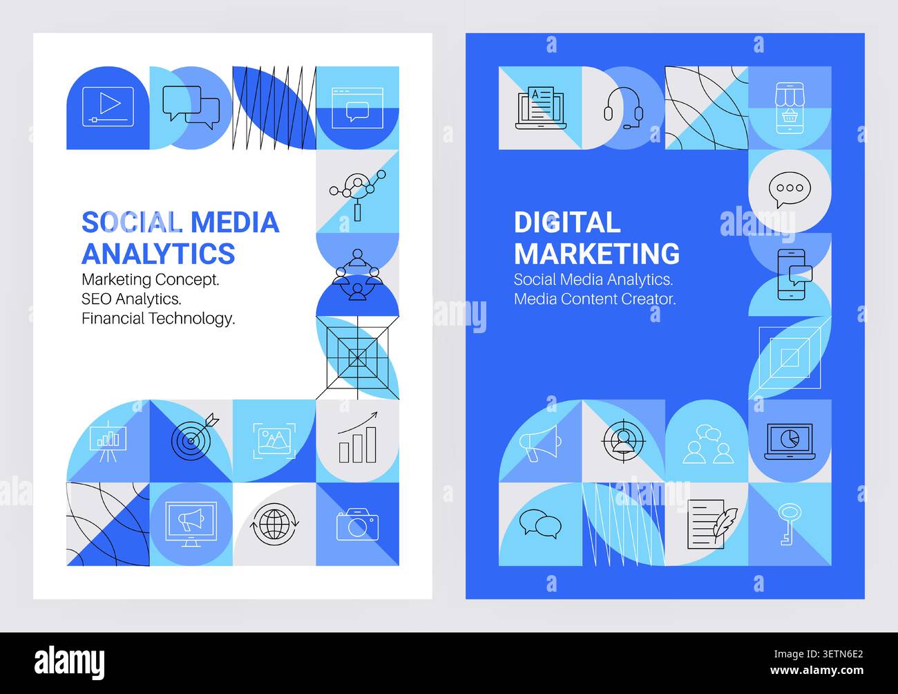 Social Media Analytics Geometrical Posters Stock Vector