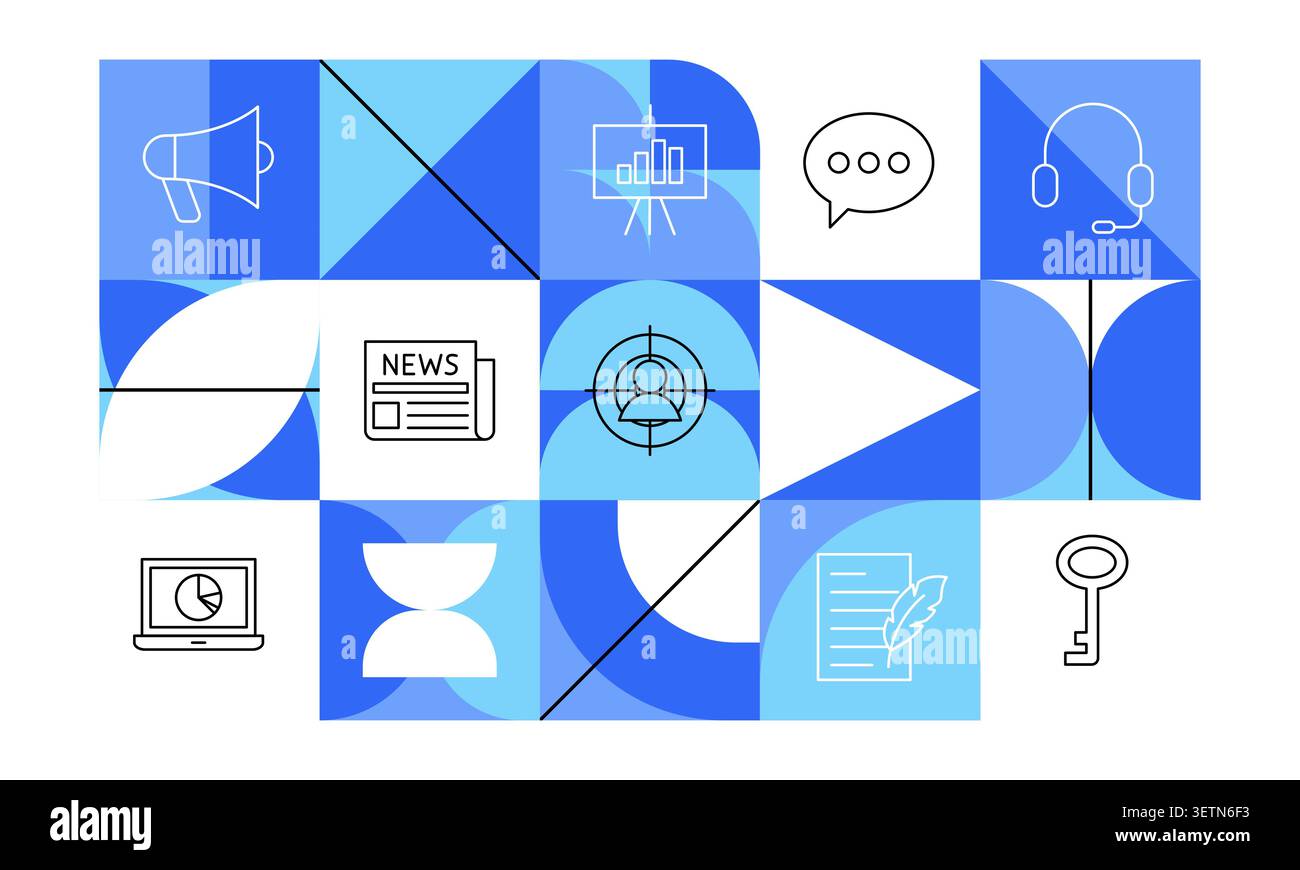 Digital Marketing Line Geometrical Concept Stock Vector