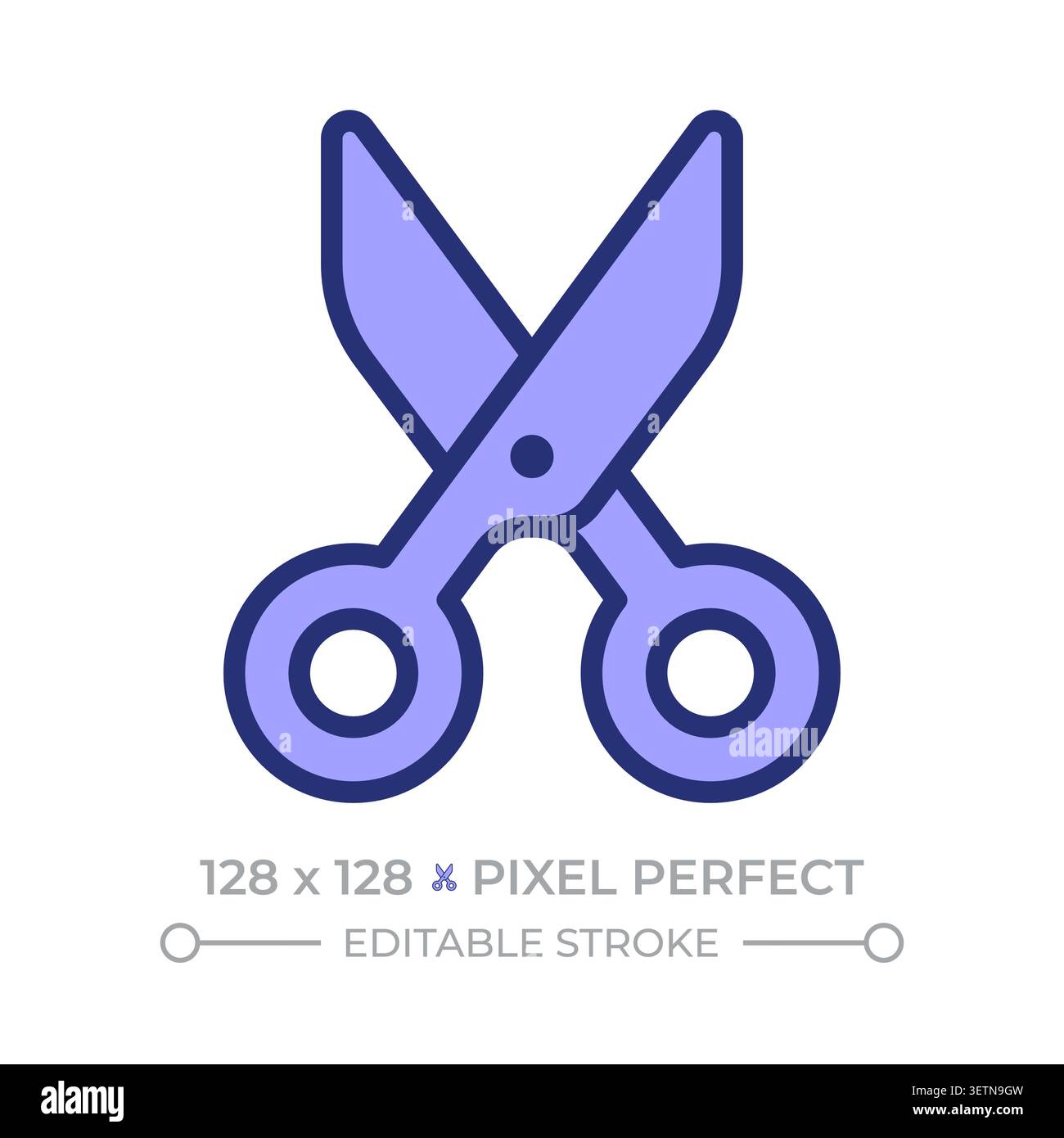 Scissors pixel perfect line color icon Stock Vector