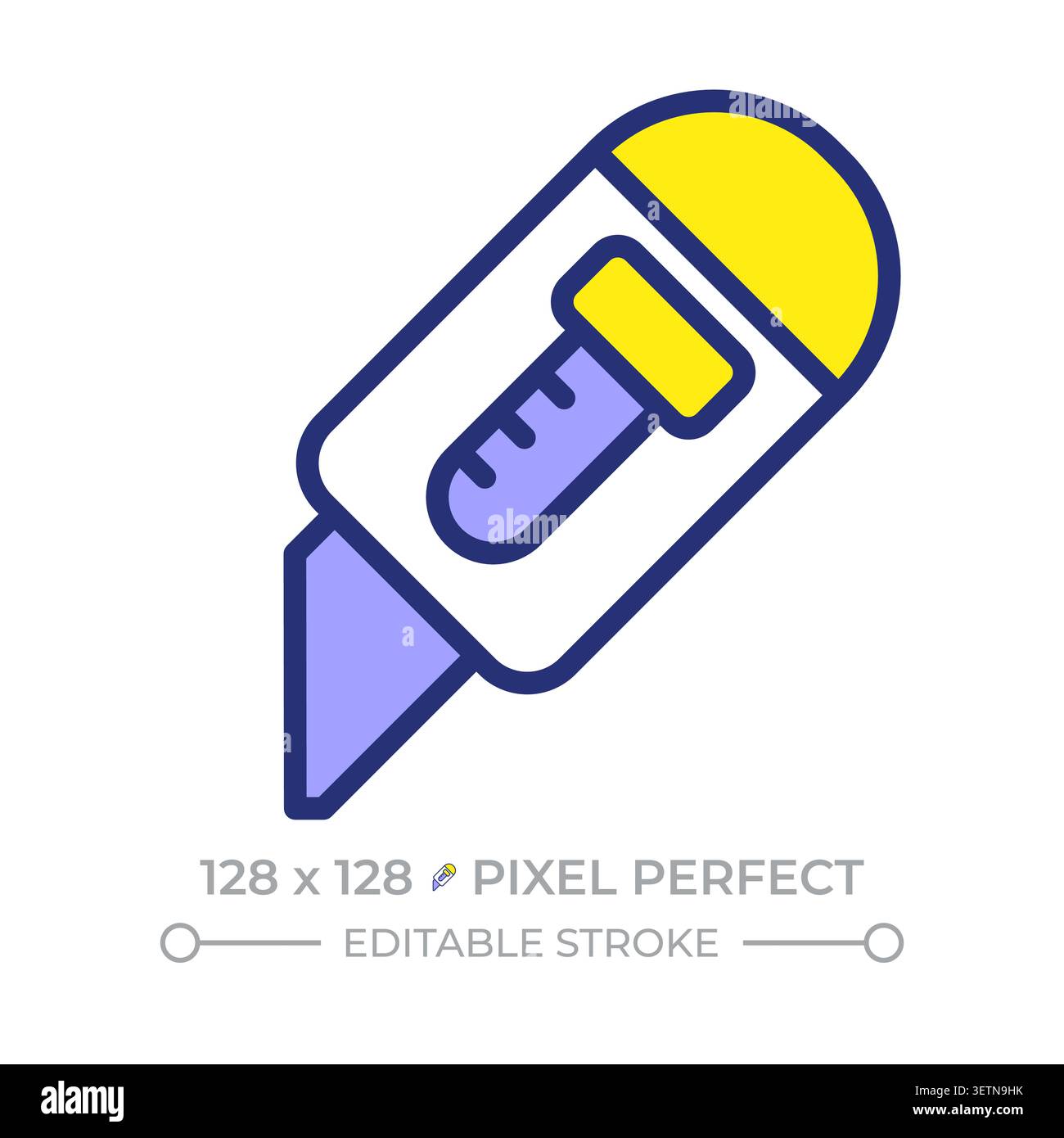 Utility knife pixel perfect line color icon Stock Vector