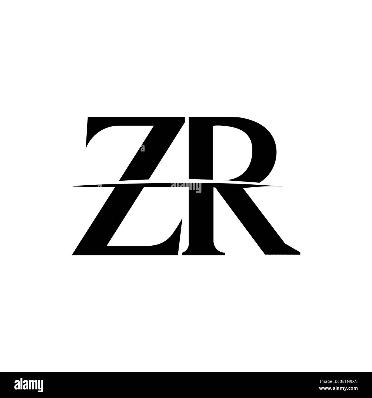 ZR monogram logo with split line geometric lettermark Stock Vector